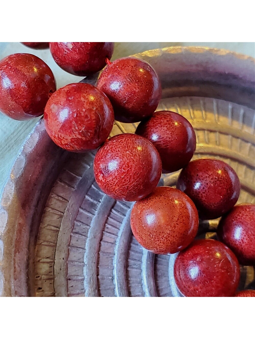 Natural Sponge Coral Gemstone Beads Red Dye Enhanced Round 11 to 12mm Size 6 pcs